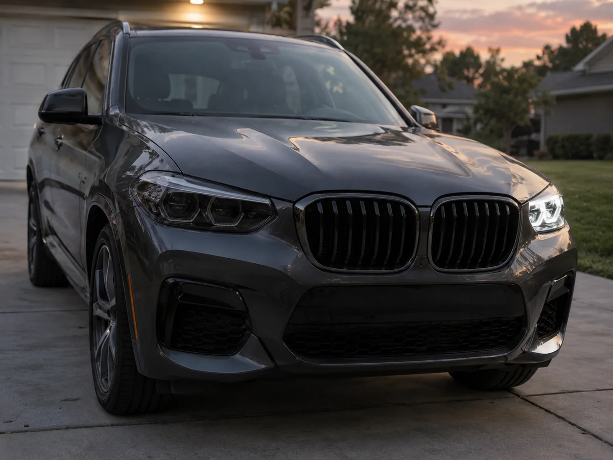 BMW X3 G01 at dusk with the daytime running light out on one side