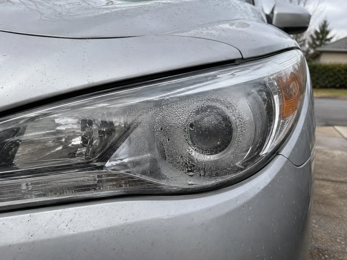 QX60 headlight with condensation on the inside of the lens over the projector